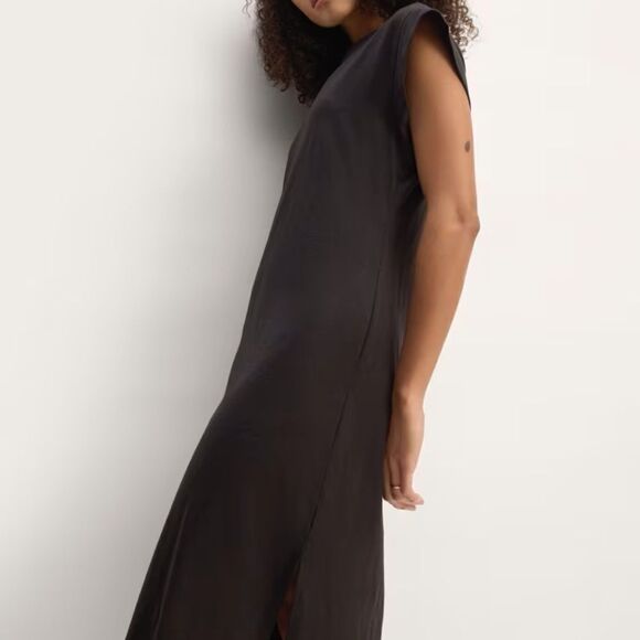 NEW Everlane The Muscle Tee Midi Dress Black Small Sustainable - Picture 3 of 5